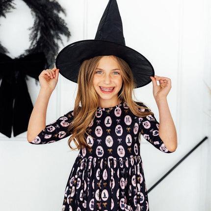 Hocus Pocus 3/4 Sleeve Pocket Twirl Dress