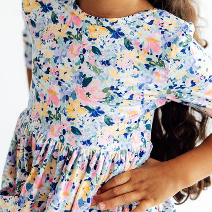 Fall Floral 3/4 Sleeve Pocket Twirl Dress