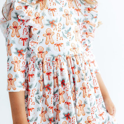 Gingerbread Lane 3/4 Sleeve Ruffle Twirl Dress