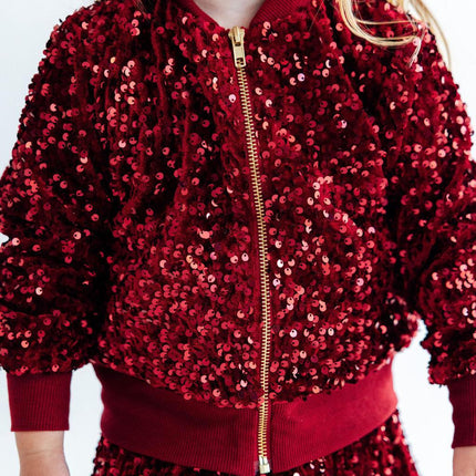 Cranberry Velvet Sequin Jacket