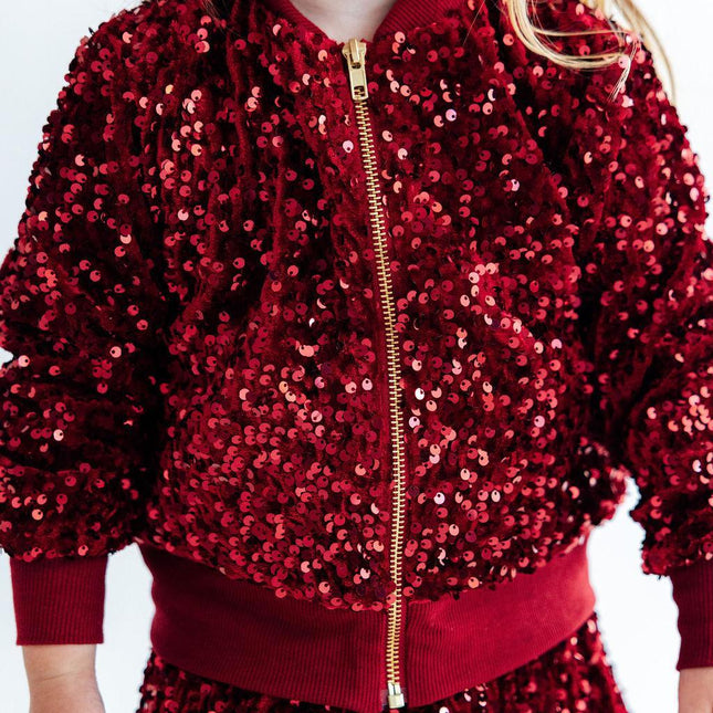 Cranberry Velvet Sequin Jacket