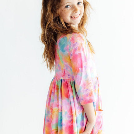 Swirly Whirly 3/4 Sleeve Pocket Twirl Dress
