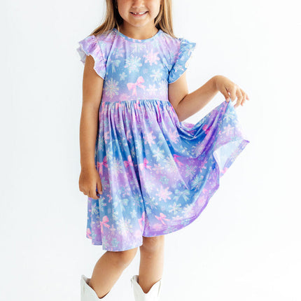 Snow Much Sunshine Flutter Sleeve Twirl Dress