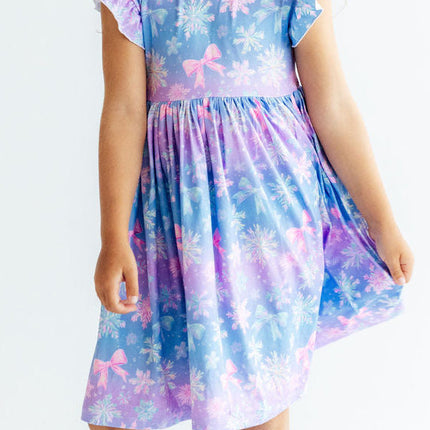 Snow Much Sunshine Flutter Sleeve Twirl Dress