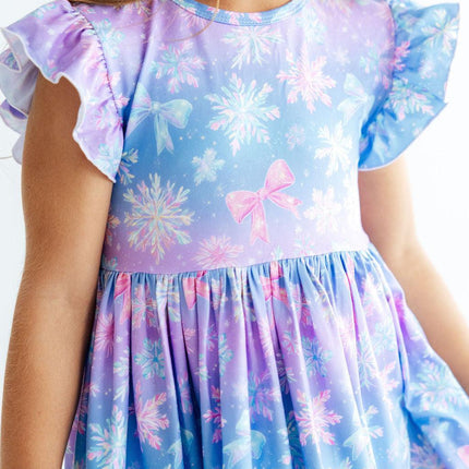 Snow Much Sunshine Flutter Sleeve Twirl Dress