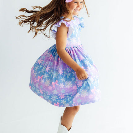 Snow Much Sunshine Flutter Sleeve Twirl Dress