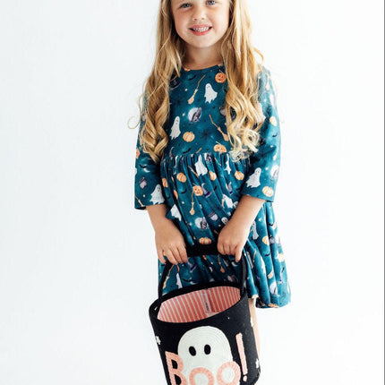 Happy Haunting 3/4 Sleeve Pocket Twirl Dress