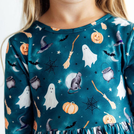 Happy Haunting 3/4 Sleeve Pocket Twirl Dress