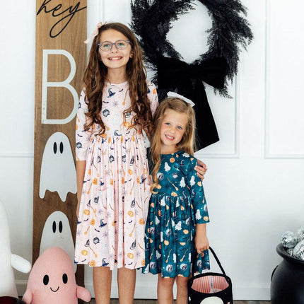Happy Haunting 3/4 Sleeve Pocket Twirl Dress