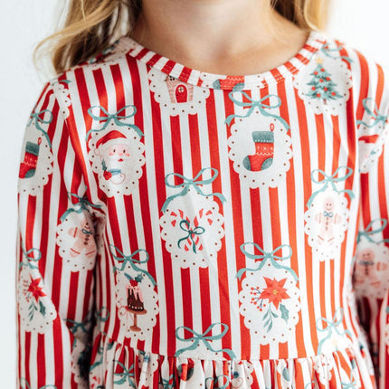 Santa's Sweet Shoppe L/S Ruffle Hem Twirl Dress