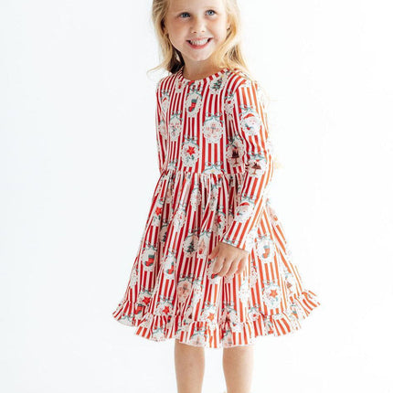 Santa's Sweet Shoppe L/S Ruffle Hem Twirl Dress