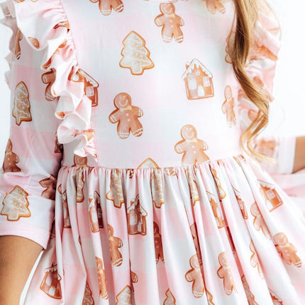 Christmas Traditions 3/4 Sleeve Ruffle Twirl Dress