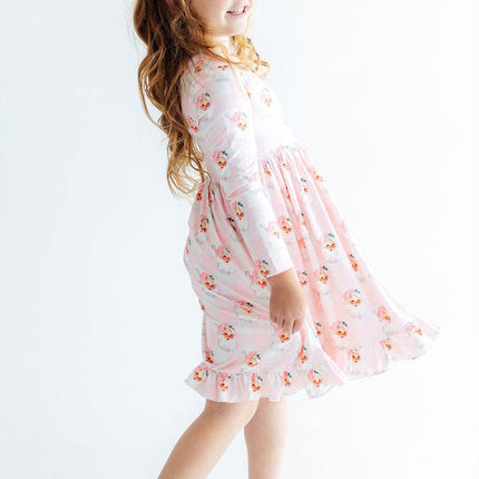 Storybook Santa L/S Ruffle Hem Twirl Dress