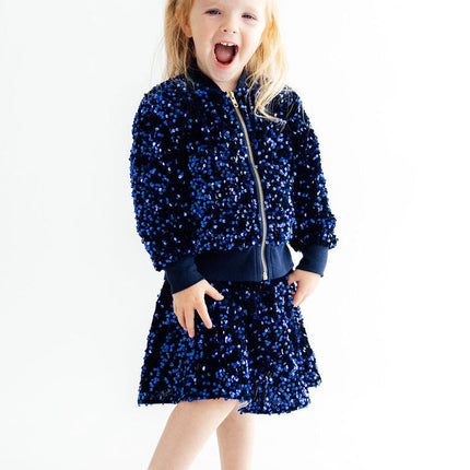 Navy Blue Velvet Sequin Jacket