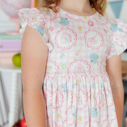 Apple of My Eye Flutter Sleeve Twirl Dress