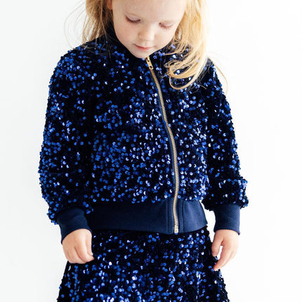 Navy Blue Velvet Sequin Jacket