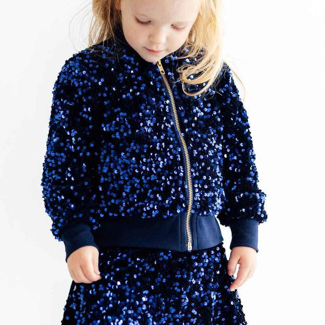 Navy Blue Velvet Sequin Jacket