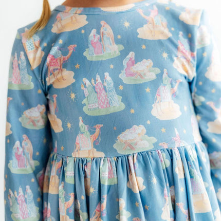 Nativity L/S Ruffle Hem Twirl Dress