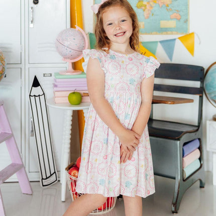 Apple of My Eye Flutter Sleeve Twirl Dress
