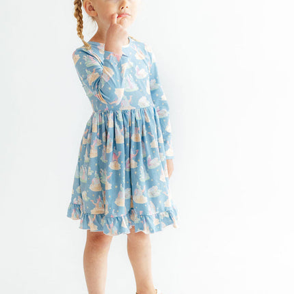 Nativity L/S Ruffle Hem Twirl Dress
