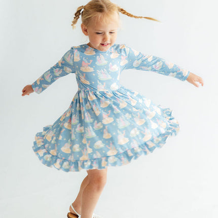 Nativity L/S Ruffle Hem Twirl Dress