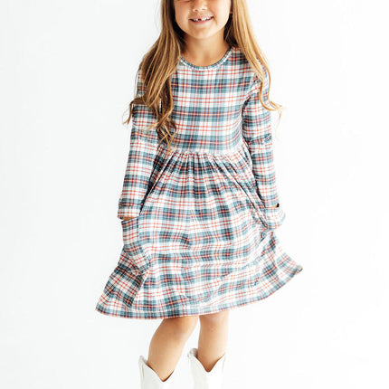 Christmas Plaid L/S Pocket Twirl Dress