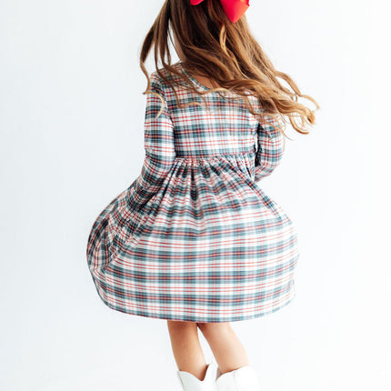 Christmas Plaid L/S Pocket Twirl Dress
