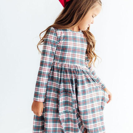 Christmas Plaid L/S Pocket Twirl Dress