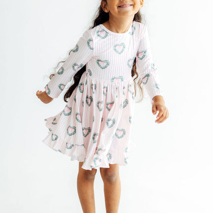Christmas Charm L/S Ruffle Hem Twirl Dress