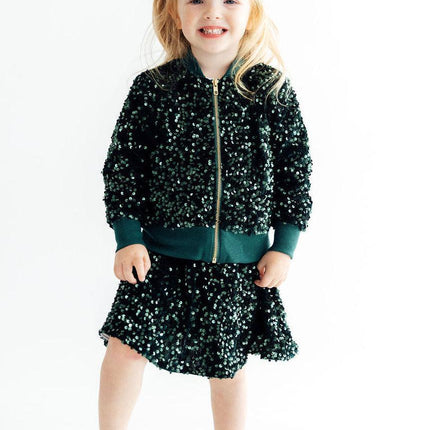 Hunter Green Velvet Sequin Twirl Skort