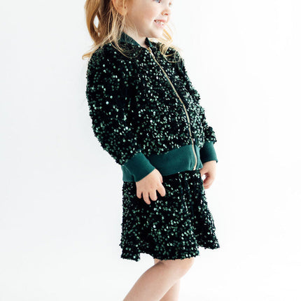 Hunter Green Velvet Sequin Twirl Skort