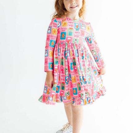 Holiday Cheer L/S Ruffle Hem Twirl Dress
