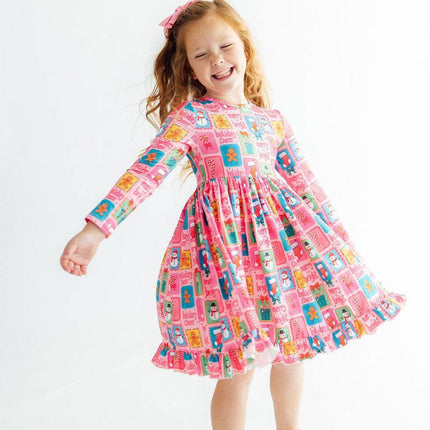 Holiday Cheer L/S Ruffle Hem Twirl Dress