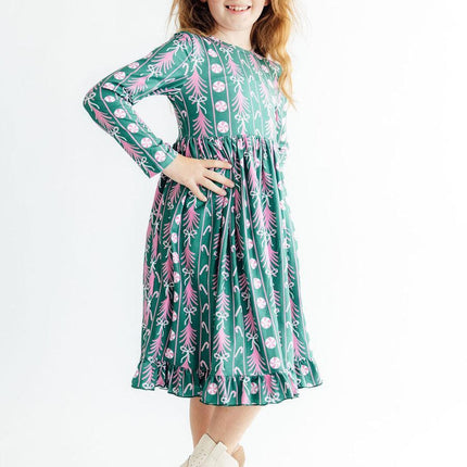 Christmas Treats L/S Ruffle Hem Twirl Dress