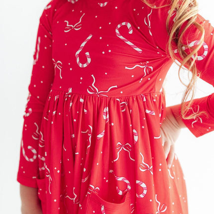 Peppermint Dreams L/S Pocket Twirl Dress
