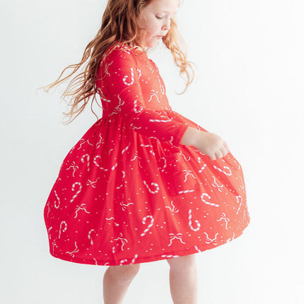 Peppermint Dreams L/S Pocket Twirl Dress