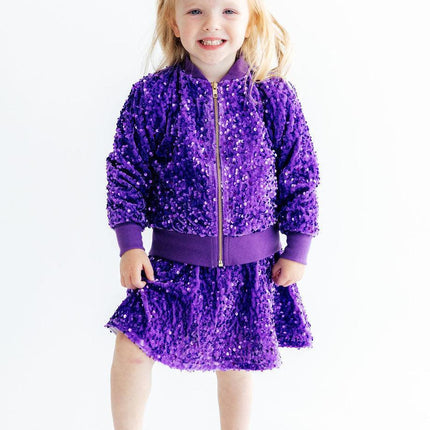 Purple Velvet Sequin Twirl Skort