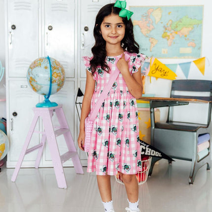 Southlake Carroll Gingham Dragons Flutter Twirl Dress
