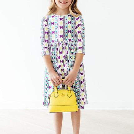 Mardi Gras 3/4 Sleeve Pocket Twirl Dress