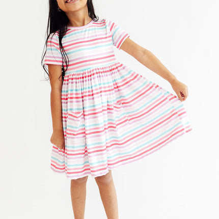 Pastel Stripes S/S Pocket Twirl Dress