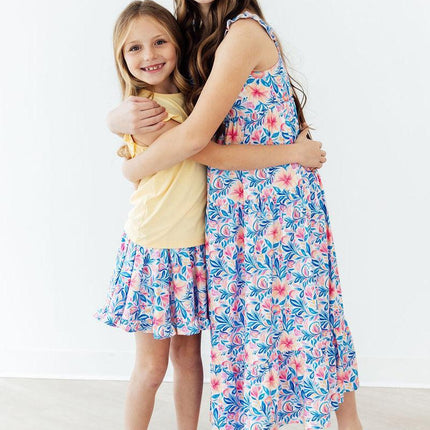 Watercolor Floral Ruffle Maxi Dress