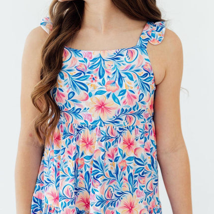 Watercolor Floral Ruffle Maxi Dress