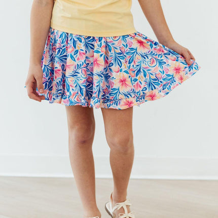 Watercolor Floral Ruffle Twirl Skort