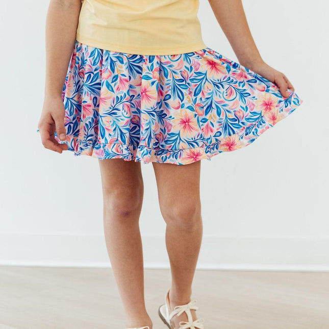 Watercolor Floral Ruffle Twirl Skort - Dashing Nova