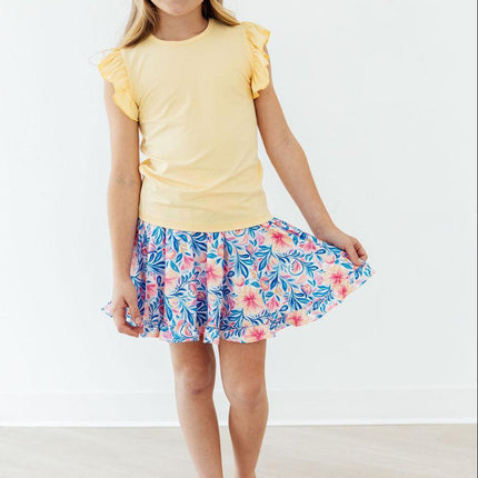 Watercolor Floral Ruffle Twirl Skort