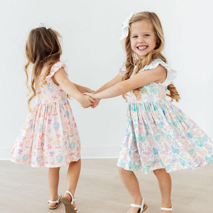 Fluttering Butterflies Flutter Sleeve Twirl Dress