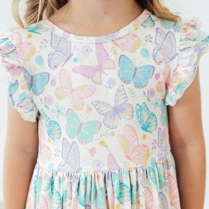 Fluttering Butterflies Flutter Sleeve Twirl Dress
