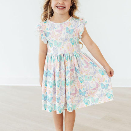 Fluttering Butterflies Flutter Sleeve Twirl Dress