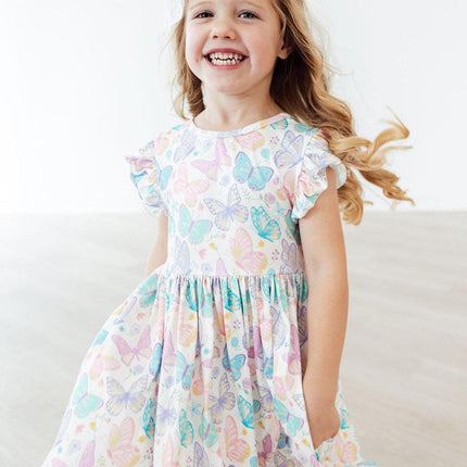 Fluttering Butterflies Flutter Sleeve Twirl Dress