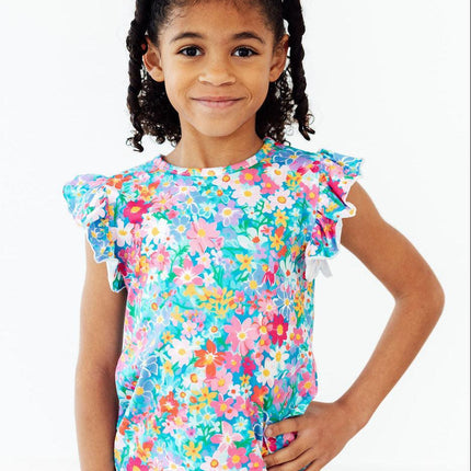Preppy Floral S/S Ruffle Tee